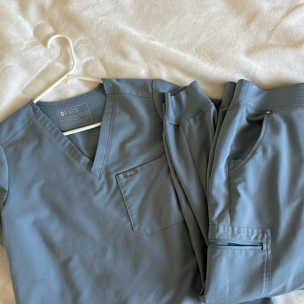 Light Blue Figs Scrubs Set